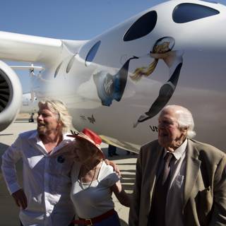 Richard Branson and team pose in front of White Knight Two