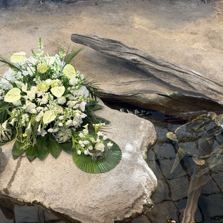 Memorial Floral Arrangement by Natural Water Feature