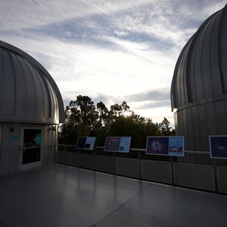 Observatory Domes at Twilight with Educational Displays