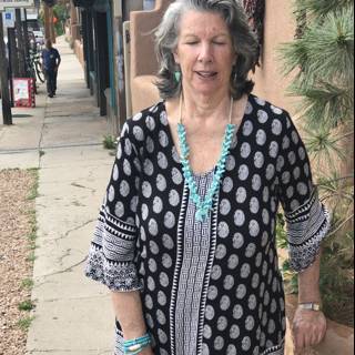Rhoda B Stands Proud on Santa Fe Sidewalk