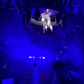 Blue Glow on Chandelier in Nightclub