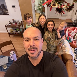 Family Holiday Selfie in Cozy Living Room