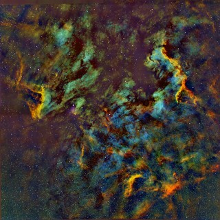 North America and Pelican Nebulae in SHO Narrowband Palette