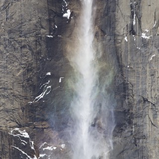 Yosemite Falls Cascading Over Granite Cliff Face