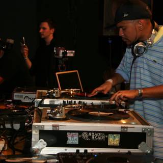 Blue-Shirted Deejay in Action