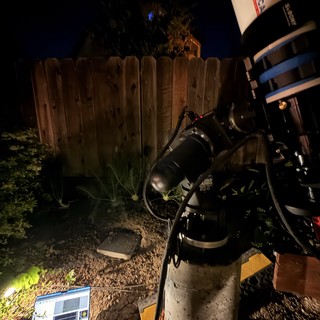 Backyard Astrophotography Setup at Night