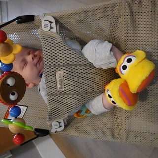 Baby Wesley Playing in Mesh Bouncy Seat