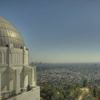 Panoramic city view from hilltop observatory