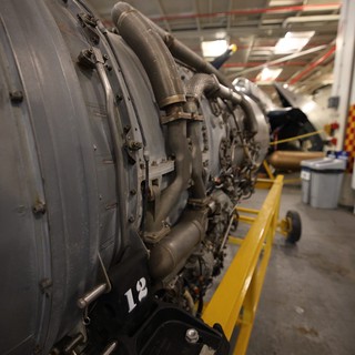Aircraft Engine Maintenance in USS Hornet Workshop
