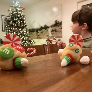 Child Decorating Christmas Candy Race Cars at Home