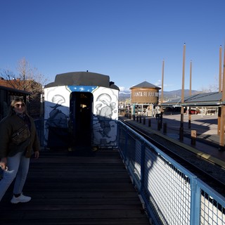 Woman at Santa Fe Railyard Art District at Sunset