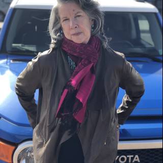 Lady with a Blue Toyota Truck