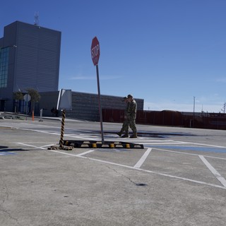 Military Personnel at USS Hornet Parking Lot