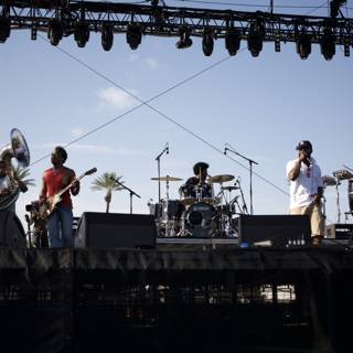 Band on Stage with Camera Man at Coachella Sunday