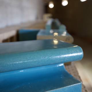 Blue Bench in Industrial Setting