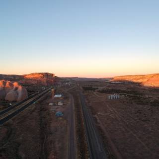 Highway through the Canyon at Sunset