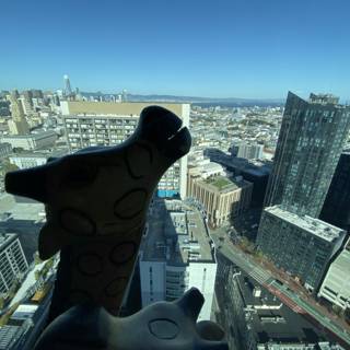 Giraffe Overlooking San Francisco Cityscape