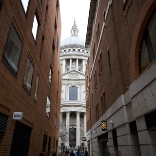 St Paul's Cathedral Framed by Modern London Buildings