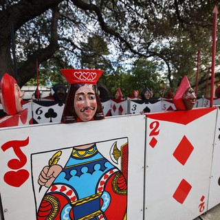 Playing Card Soldiers Parade Float at Park Event