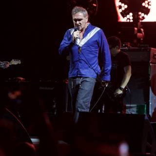 Morrissey Rocks the Stage in Blue Jeans
