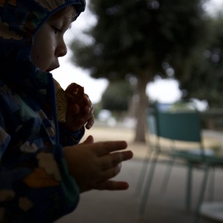 Child in Prayer Before Mealtime