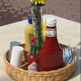 Condiment Basket with Sunflower