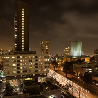 Urban Night View of Metropolitan High Rise