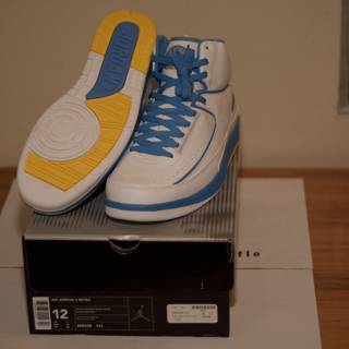 Blue and White Sneakers on Box