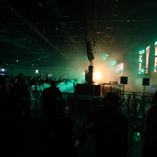 Neon Green Haze Over Wobbleland Festival Crowd