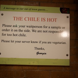 Restaurant Warning Sign About Spicy Chile for Guests
