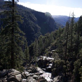 Mountain Stream Cascading Through Rocky Canyon in Yosemite