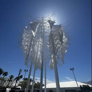 White Fabric sculpture shines under the blue sky