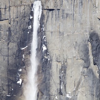 Upper Yosemite Fall Cascading Down Granite Cliff Face