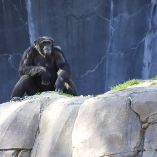 Chimpanzee duo basking in the sunshine