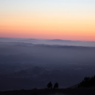 Silhouetted Couple Watching Sunset from Mount Diablo Summit