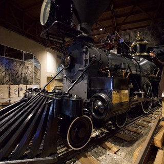 Historic Steam Locomotive Display with Period Costumed Interpreter