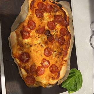 Pepperoni and Basil Pizza