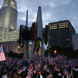 Patriotic Crowd in front of Metropolis Office Building