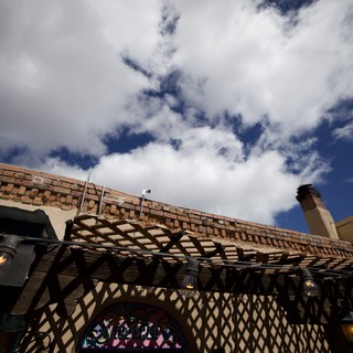Southwestern Adobe Architecture Against Dramatic Sky