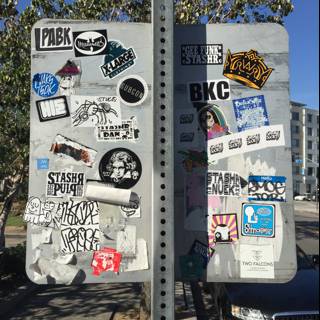 Stickers Galore on Los Angeles Street Sign