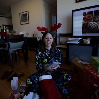 Christmas Morning Joy in Reindeer Pajamas