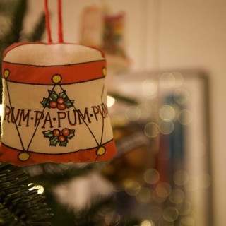 Vintage Drum Christmas Ornament on Festive Tree