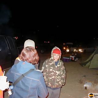 Nighttime Campfire Gathering