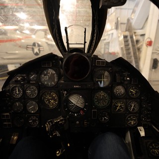 Vintage Fighter Jet Cockpit View at USS Hornet Museum