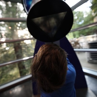 Child Observes from Cable Car Gondola Window