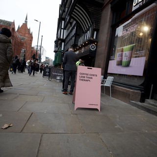 Coffee Shop Street Marketing in Historic British City