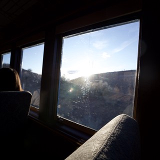 Sunlit Train Journey Through the Southwest
