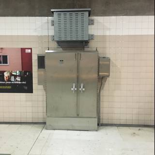 Subway Station Sign and Metal Door