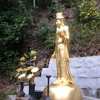 Golden Buddha Statue in the Woodland