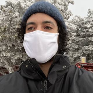 Snowy masked man